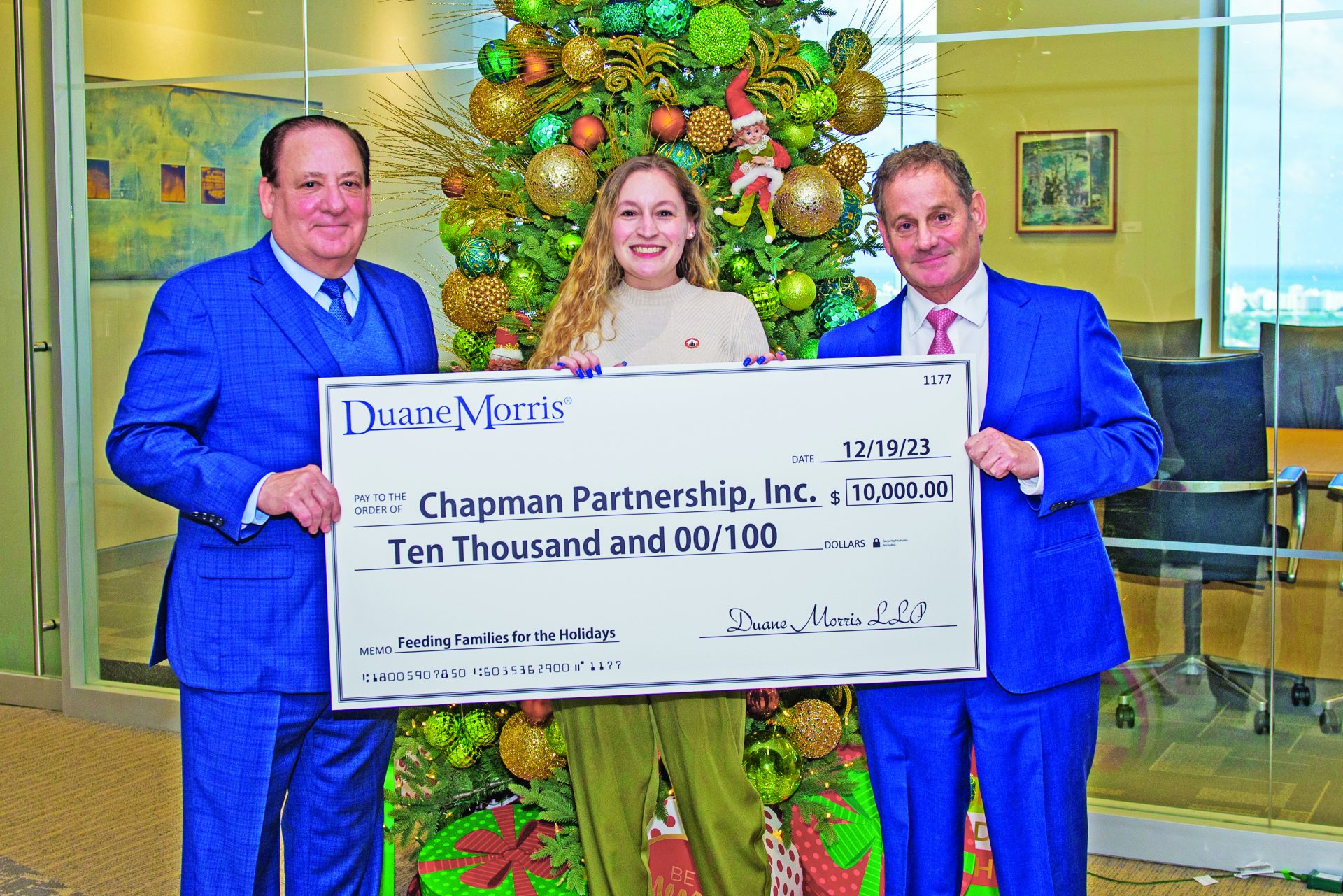 Duane Morris’ Miami Office donates 10K to Chapman Partnership Feed a