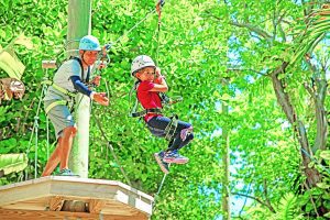 Treetop Trekking: Thrilling outdoor aerial adventures in jungle setting