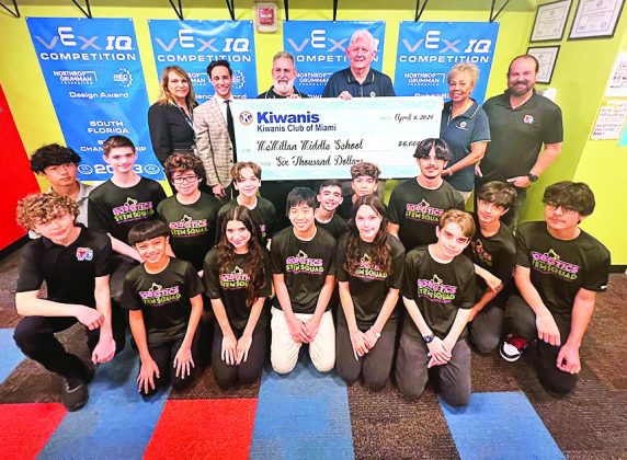 Kiwanis Club of Miami helps fund McMillan MS robotics team trip