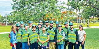 East Ridge at Cutler Bay hosts CERT training for its residents Participants lift an injured (simulated) person.