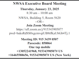 NWSA – Notice of Executive Board Meeting – January 13