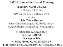 NWSA – Notice of Executive Board Meeting – March 10