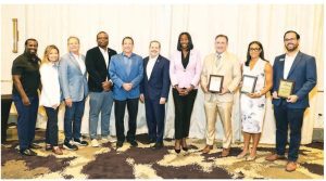 Seven Mayors share the podium at Aventura Marketing Council/Chamber of Commerce Breakfast Meeting