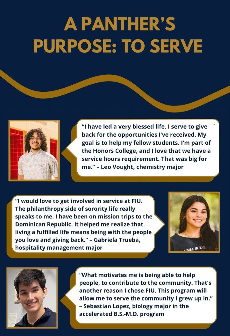 Graphic with freshman quotes about service