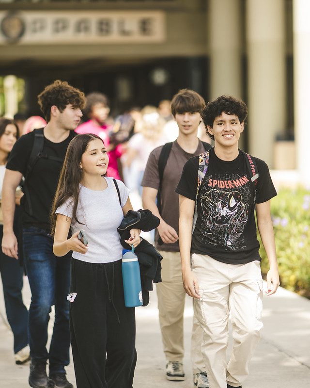 students walking on campus in fall of 2025