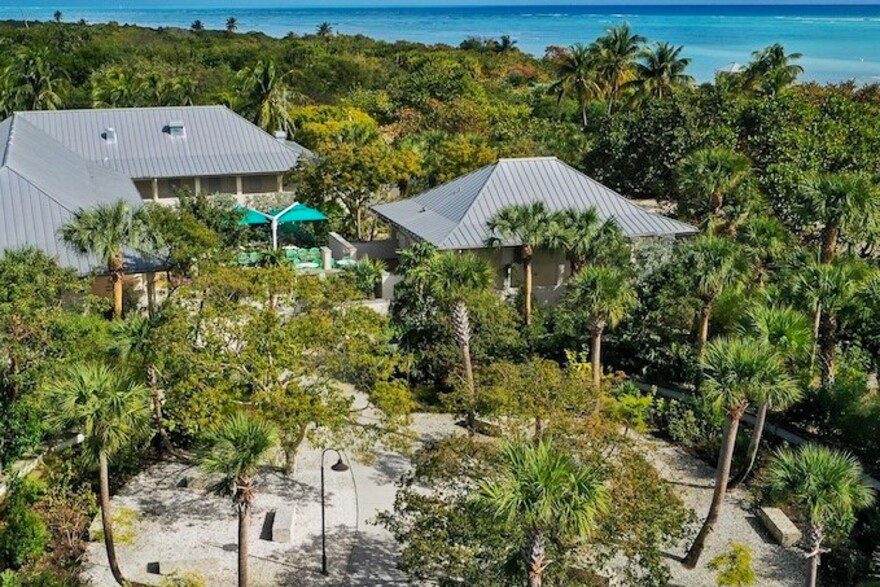 Aerial view of the Marjory Stoneman Douglas Biscayne Nature Center in Crandon Park, Key Biscayne.