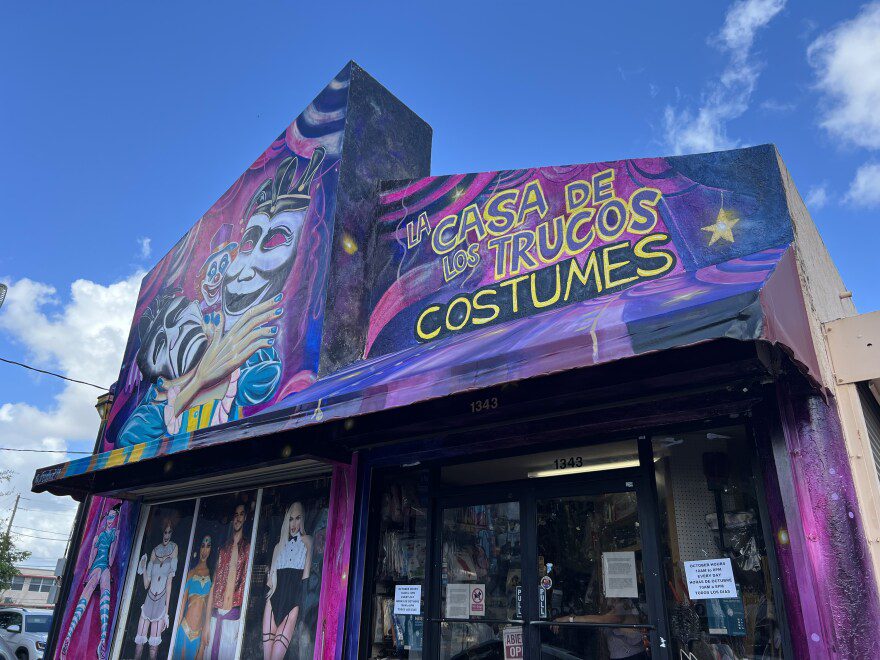Casa de Los Trucos is open year-round from Monday to Saturday, and from Monday to Sunday for the month of October. The costume shop's storefront on Oct. 21, 2025.