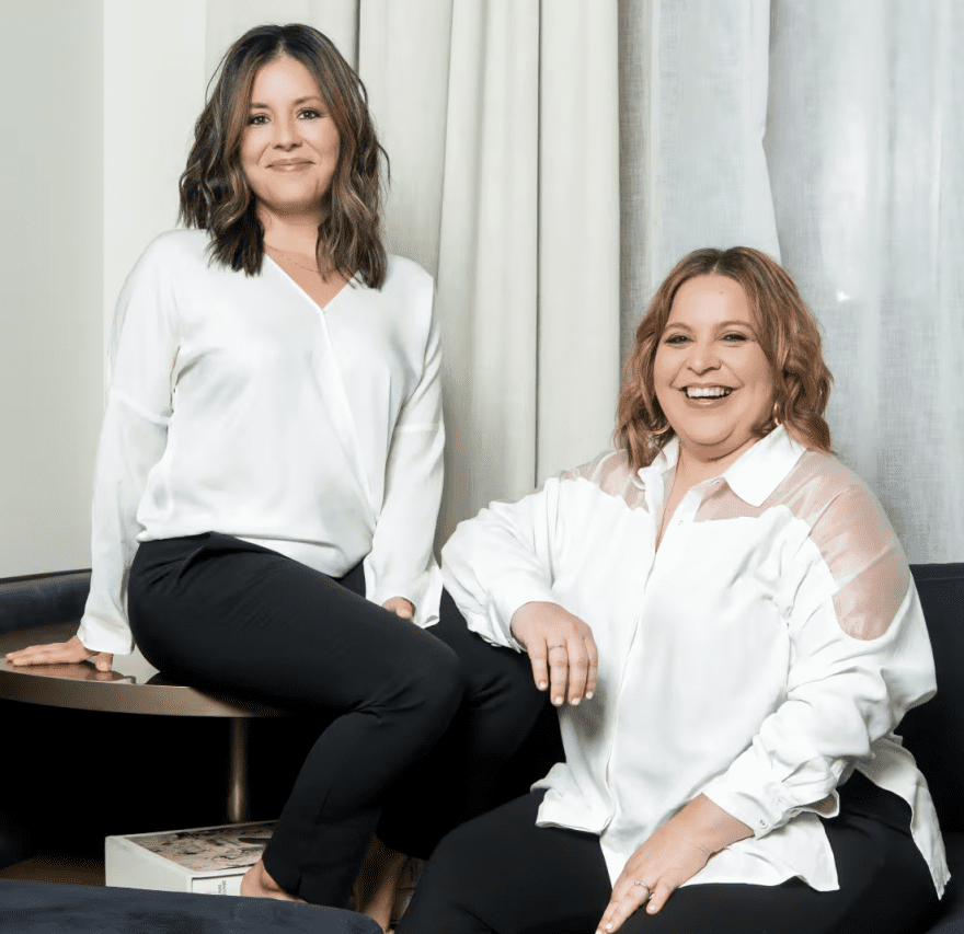 Latino Media Network co-founders Stephanie Valencia (left) and Jess Morales Rocketto in 2023.